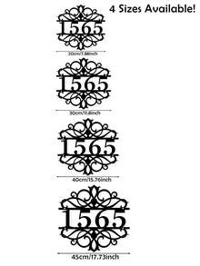 4 Sizes Available! Personalized Door Number Plate, Custom Outdoor Address Sign, Vintage Hollow Iris Metal Home Address Plaque, Custom Door Number Plate - Black - View 2