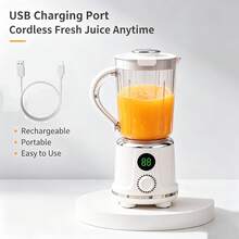 Blender Meja dengan Pengisian Daya Nirkabel, Tampilan Digital, Blender Multi-Kecepatan dengan 10 Bilah Baja Tahan Karat, Blender Penghancur Es Portabel, Cocok untuk Milkshake, Smoothie, dan Minuman Buah Beku, untuk Penggunaan di Rumah - MultiWarna - View 9