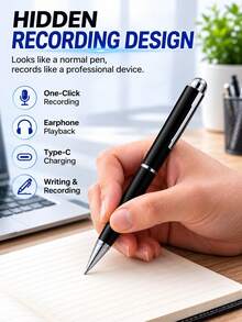 Smart Pen-Shaped Voice Recorder, Professional Noise Reduction, Portable USB Charging MP3 Player, Mini Voice Recorder, Professional Recording Equipment, Built-In Voice Control, Supports Segmented Recording, One-Click Recording Operation. Compact And Exquisite Design, Suitable For Students, Teachers And Journalists. - View 2