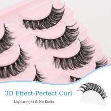10 Pairs D-Curl Fluffy Cat Eye False Eyelashes, Lightweight, Voluminous And Soft, Suitable For Eyelash Extensions And Various Makeup Styles - Black - View 8