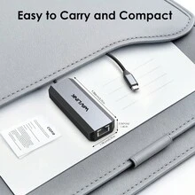 Adaptor Ethernet, Konverter Jaringan USB-C ke RJ45 2.5Gbps dengan Pengisian Daya PD 95W, Aluminium, Pasang & Mainkan untuk Laptop/PC - Grey - View 5