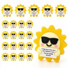 10pcs 3.5cm Inspirational Cute Figurine Decor, PVC Material Cartoon Sun Character Decorative Ornament, Sun Shaped Inspirational Slogan Small Sign, Colorful Cartoon Mini Desktop Decor, Suitable For Home Office Shelf Decoration, Party Gift - Inspirational Sun Figurine - View 8
