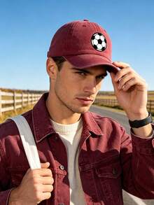 1/2pcs Unisex Multi-Color Distressed Washed Baseball Cap, Football Pattern Print, Adjustable Sweatband Sun Protection Vintage Casual Hat, Suitable For Outdoor - Multicolor - View 9