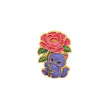 Cute Cat Flower Enamel Pins Set, Kitten Sunflower Rose Daisy Lavender Brooch, Cartoon Lapel Badges For Backpack Jacket Hat Decor, Lovely Jewelry Gift - Multicolor - View 21