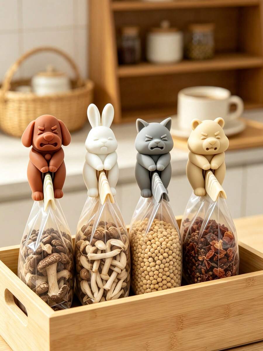 Klip Penyegel Bentuk Hewan Kartun Kreatif Tiga Dimensi Sapi, Domba, Kuda Poni, Anak Domba Klip Penyegel Makanan dan Kantong Snack Klip Pengawet Kantong Makanan dan Snack Alat Penyegel Anti Lembap Dapur Rumah Tangga Alat Penyimpanan Rumah yang Menyenangkan Hadiah Kecil - beraneka warna - View 1