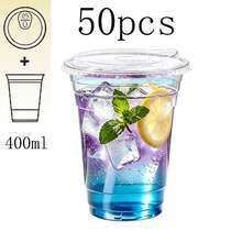 16oz/14oz Set Clear Cups With Lids, Durable Straight Lid Iced Beverage Cups, Smoothie Cups, Suitable For Cold Drinks, Juice And Milkshakes - Halloween/Christmas/Birthday Party Essentials - Transparent - View 22