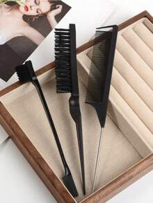 3pcs/1pc Styling Comb Set, Hair Pick, Tail Comb, Edge Brush, Professional Hair Salon Styling Comb, Dual-Edge Control Comb, Parting Tail Comb, Suitable For Edge Grooming, Smoothing, Hair Taming, Hairdressing Tools, Barber Shop, Beauty Salon, Back To School Essential, Wooden Comb, Detangling Comb, Hair Styling Tools, Women's Combs, Barber Shop And Hairdressing Equipment - Multicolor - View 17