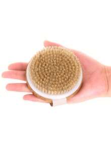 1pc Dry Body Brush, Exfoliating Body Scrub Brush, Natural Bristles, Suitable For Dry Skin, Promotes Blood Circulation, Prevents Ingrown Hair, Cleans Acne And Cellulite, Suitable For Home Bathing Use - Multicolor - View 10