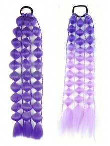 Yaki Straight Bubble Ponytail Hair Extensions - 2pcs/1pc, 24 Inch Lightweight With Tie-Up, Ombre Synthetic Ponytail, Suitable For All Ages, Rave Party And Music Festival Hair Accessory, Halloween - Multicolor - View 25