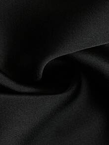 minisummer Kemeja Satin Hitam Elegan untuk Wanita Musim Gugur, Blus Lengan Panjang dengan Kerah dan Hiasan Ruffle di Bagian Depan, Atasan Kancing Depan, Pakaian Musim Gugur untuk Wanita - Hitam - View 6
