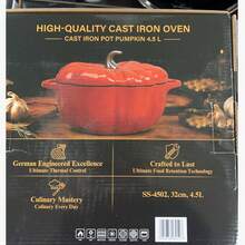 4.5L Cast Iron Casserole Pot With Lid, 32cm Pumpkin Cooking Pot - View 12