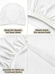 1pc Solid Color Elastic Back Headscarf Hat Modal Base Layer Beanie Cap Hair Covering Stretchable Bonnet High Elasticity - White - View 4