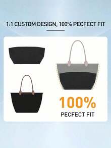 XD 1pc Multi-Functional Handbag Organizer Insert, Large Capacity Expandable Interior Structure Felt Cosmetic Bag, With Lining, Toiletry Bag, Makeup Bag With Support Pockets, Desktop Storage Box, School Supplies, Teacher Gift, Back To School Teacher Accessory - Black - View 6