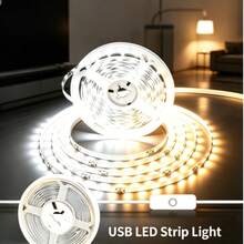 USB LED Light Strip, White & Warm White Indoor Background Light With Push-Button Controller, Easy Installation For Living Room, Holiday Party, Home Decoration - Multicolor - View 2
