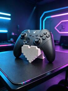 Pixel Heart Ornament With Rhinestone Detail, Pink/Red/White Glitter 8-Bit Love Decor, Cool Gaming Desk Accessory, Gift For Gamers, Cute Room Decor. - View 7