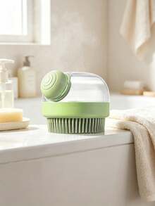 1pc Multicolor Silicone Shampoo Scalp Massage Brush, Press-Type Dispensing Shampoo Brush, Suitable For Shower, Bathroom, Home SPA, Holiday Gift - Multicolor - View 9