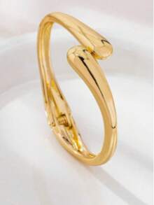Vòng tay cuff nữ dạng lò xo mở, mạ bóng cao cấp, thiết kế giọt nước khí động học cách điệu mới - Nhiều màu - Xem 5