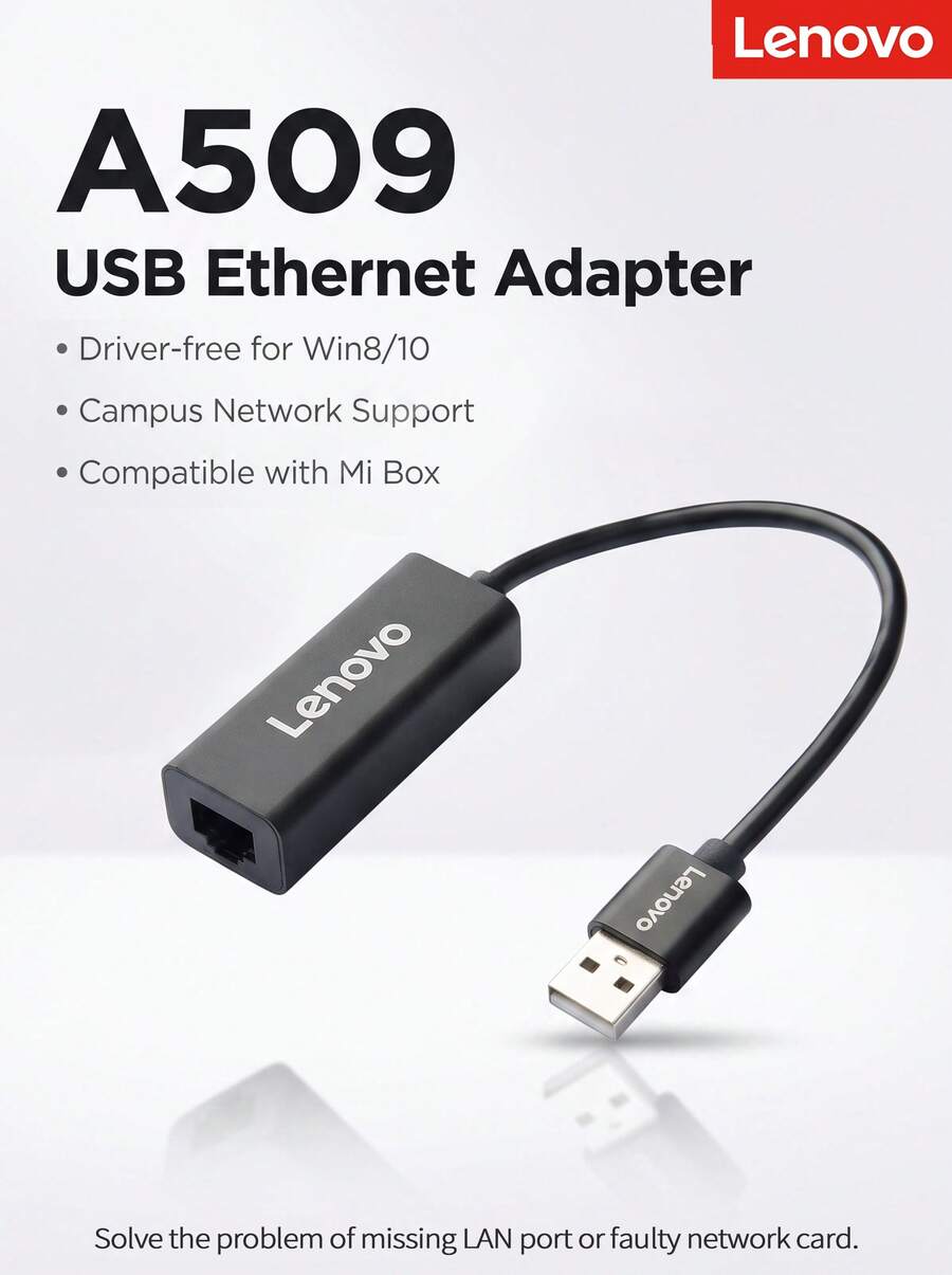 Lenovo USB轉RJ45擴充塢,筆電、桌上型電腦、電腦轉換器,免驅Win8/10,USB有線網卡轉接頭轉百兆網口集線器 - 查看 1