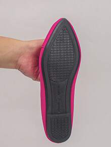 Wide Fit Pointed Toe Slip-On Women's Wide Last Flat Shoes Elegant Spring Summer Autumn Daily Wear Commute Rose Red Ballet Flats - Hot Pink - View 8