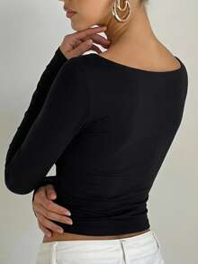 Boat Neck Modal Soft-Touch Top - Black - View 4
