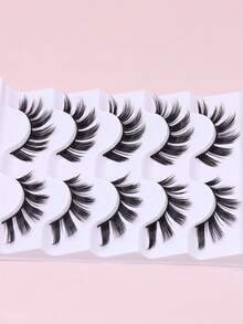 5 Pairs Natural Fox‑Eye False Strip Eyelashes, Wispy Flared Long Lashes With Outer Corner Extension, Light Soft Comfort‑Fit Band Reusable Eye Lashes, Natural‑Lifting Effect False Eyelashes, Ideal For Daily, Wedding, Club & Holiday Makeup - Black - View 3