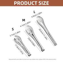 1/3/6Pcs Stainless Steel Silver Serving Tongs, Multi‑Purpose Food Serving Utensils For Buffet, Appetizer, Dessert, Parties And Outdoor Barbecue - Silver - View 3