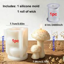 3D Double Mushroom Silicone Mold With Candle Wick Set, Non‑Stick DIY Mold For Aromatherapy Candle, Soap, Wax Melt, Resin, Plaster, Flexible Handmade Mold For Home Ornament & Gift - Mold - View 5