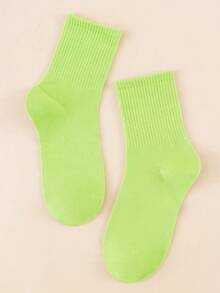 5/10 Pairs Women's Minimalist Solid Color All-Season Mid-Calf Socks - Multicolor - View 2