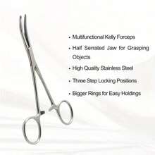 Multi Function Hemostatic Forceps With Lock, Straight Curved Tip, Fishing Hook Extractor Tool, Pet Ear Hair Pulling Pliers For Dogs Cats, Cupping Jar Clamp - Multi-color - View 9