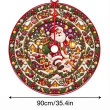 1pc Santa Claus Snowy Night Pattern Christmas Tree Skirt, Elegant Color Holiday Decoration, 5 Sizes, Unisex Holiday Gift, Suitable For Home And Party Christmas Decor - Santa's Snowy Night - View 14