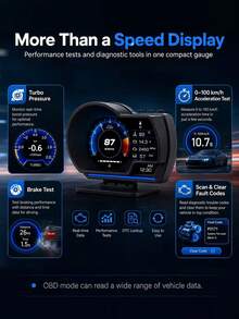 OBD + GPS HUD P6 Car OBD Head Up Display HUD On Board Computer Digital Speedometer Water Temp Fuel Consumption Slope Meter - Head-up Display - View 6