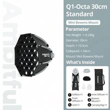 Ambitful Q1 快速安裝迷你 Bowens 接口柔光箱，附蜂巢格柵與擴散片，便攜式適用於戶外拍攝 - 查看 12
