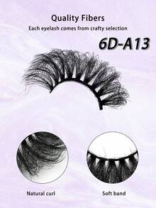 ENCHUW 10 Pairs 25mm Lashes Dramatic 6D Lashes Fluffy Volume Eyelashes Thick Crossed Lashes Long Faux Fluffy Lashes - Black - View 3