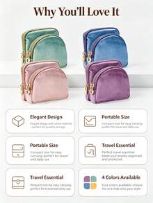 Portable Foldable Large Capacity Multi-Compartment Jewelry Storage Box, Dedicated Earring Section, Durable Fabric Material, Suitable For Home Vanity Use, Also Lightweight Portable Storage Box For Business Travel - Multicolor - View 8