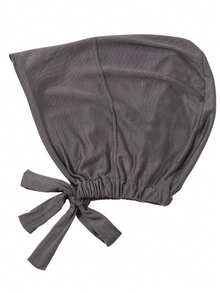 2PCS Set Topi dan Syal Wanita, Set Topi Serbaguna, Hijab, Cocok untuk Festival, Abaya, Topi Elastis, Topi Dasar, Kombinasi Syal Chiffon dan Topi Kasual - Dark Grey - View 7