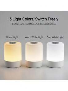 LED Bedside Night Light, Cylindrical Dimmable Warm Atmosphere Lamp, Portable Bedside Light, Suitable For Baby Night Feeding, Bedroom Dorm Home Decor - One Size Fits All - View 7