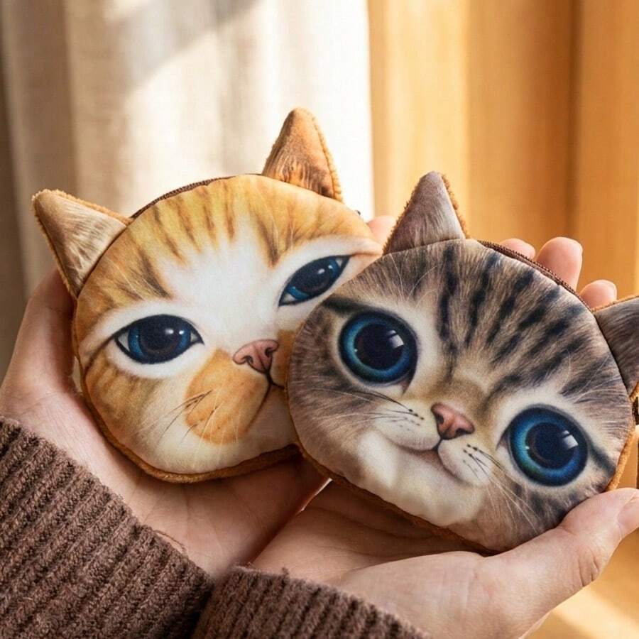 Mini Kitten Zipper Coin Purse For Cute And Compact Cats, Cartoon Animal Pattern Coin Storage Bag Suitable For Cat Lovers' Birthday And Holiday Gifts - one-size - View 1