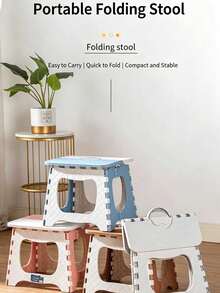 Portable Thickened Folding Stool, Fishing Stool, Small Plastic Low Stool, Outdoor Portable Folding Stool, Training Stool, Plastic Portable Folding Stool, Thickened Outdoor Portable Handheld Stool, Durable And Sturdy, Home And Outdoor Folding Stool, Camping Chair - Multicolor - View 5