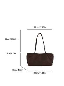 Women Shoulder Tote Bag Solid Color Nylon Fabric With Detachable Mini Pouch Lightweight Large Capacity Minimalist Daily Shopping Bag For Ladies - Coffee - View 6
