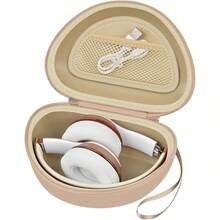 Hard Headphone Case For Bets Solo 4, Studio Pro, Solo 2/3, Solo Pro, Studio3, Shell With Mesh Pocket & Wrist Strap, Travel Storage Bag (Case Only) - Beige - View 1