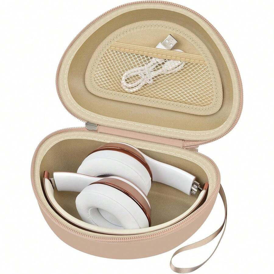 Hard Headphone Case For Bets Solo 4, Studio Pro, Solo 2/3, Solo Pro, Studio3, Shell With Mesh Pocket & Wrist Strap, Travel Storage Bag (Case Only) - Beige - View 1