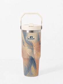 SCALON 30oz/800ML 1PC Colorful Line Pattern Tumbler, Dopamine Color Scheme Large Capacity Water Cup, Long-Lasting Cold & Heat Insulation, Portable Handle Design, Perfect Gift For Girlfriend / Best Friend / Students, Thoughtful Birthday & Holiday Gift, Autumn Travel Essential, Christmas Gift, College Must-Have - Multicolor - View 7