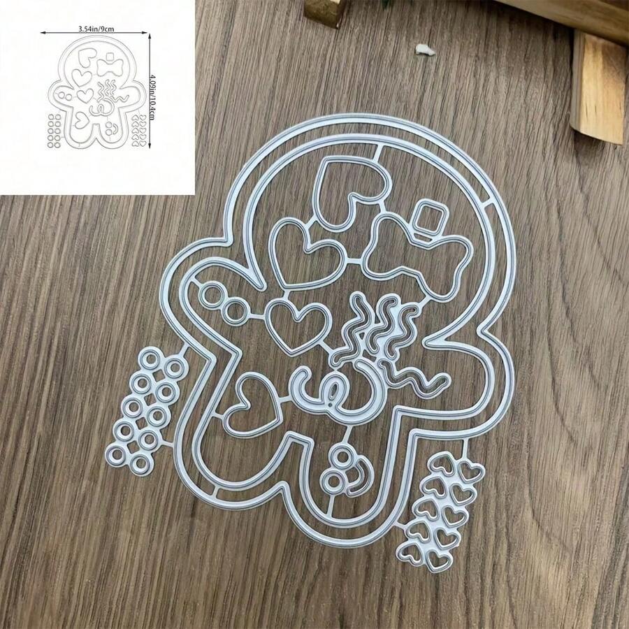 Gingerbread Man Doll Heart-Shaped Metal Cutting Die Cutter Card Making Set Embossing Paper Cutting Template Collection Scrapbook Template Supplies Machine Template - DX581 - View 1