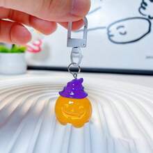Glow-In-The-Dark Halloween Pumpkin & Ghost Keychain, Translucent 3D Spooky Pendant For Backpack, Handbag, Keys, Party Favor & Holiday Gift - Glow-in-the-dark Charm - View 8