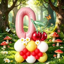 Cherry Themed Balloon Set, Includes Cherry Balloons, Pink Number Balloons And Latex Balloons, Suitable For Forest Style Birthday Party, Cute Theme Party And More - View 14