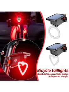 1 pieza Luz trasera de bicicleta, Luz de advertencia de con sensor inteligente alimentada por energía solar para bicicleta de montaña/carretera, Accesorios de ciclismo - Negro - Ver 5