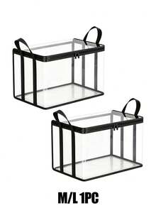 Heavy-Duty Transparent Flip-Top Storage Box - Large Rectangular Stackable Space-Saving Organizer, Durable Plastic Storage Container; Suitable For Clothing, Books, Home Office, Travel, Home Storage, Backpack Storage, Dorm Organization And Bedroom Decor, Back To School Essential. - Multicolor - View 1