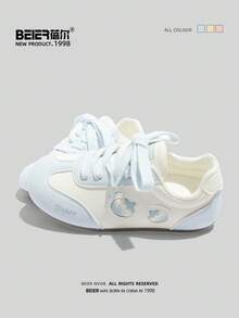 BEIER 1 Pair Colorblock Preppy Microfiber Leather Lace-Up Casual Shoes For Women, Outdoor Spring/Autumn - Baby Blue - View 6
