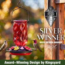 1PC Colorful Glass Bird Feeder With Hook For Hanging, Ant-Proof Hummingbird Water Feeder For Outdoor Garden And Yard, Wild Bird Feeder,Diamond-Shaped Embossed Glass Humming Bird Feeder, Tree-Hanging Outdoor Garden Bird Feeder - Multiple Styles - View 2