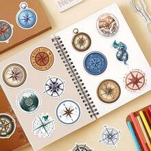 50pcs Retro Compass Graffiti Stickers Suitable For Decorative Phone Cases, Water Cup, Guitars, Creative Waterproof Gift Decal,Back-To-School Season Gift - 1 Set/50 PCS - View 7